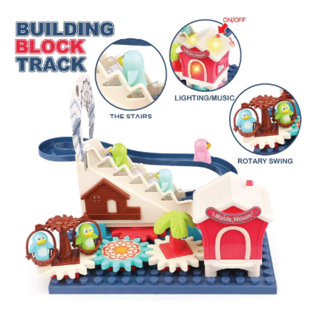 ELECTRIC GEAR BLOCKS ASSEMBLED PENGUIN GYM PARADISE